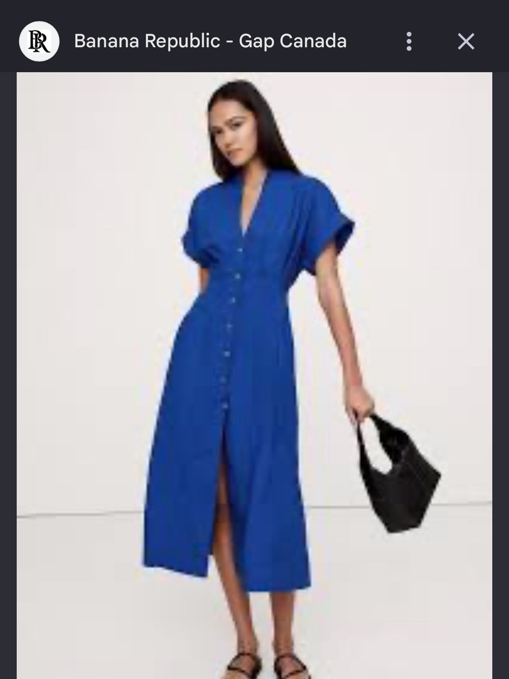 Banana Republic Royal Blue Button-Front Midi Dress